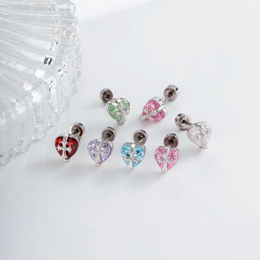 Cross Heart Flat Back Piercings