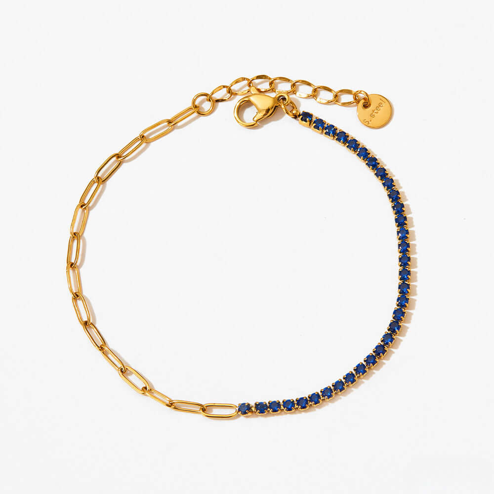 Half Eternity Paperclip Tennis Bracelet Navy
