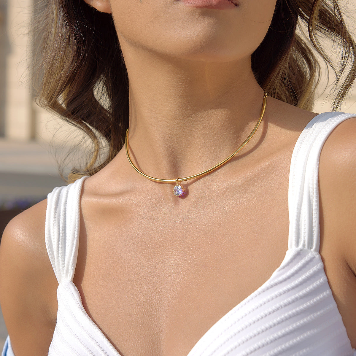 Gold Evil Eye Simple Choker