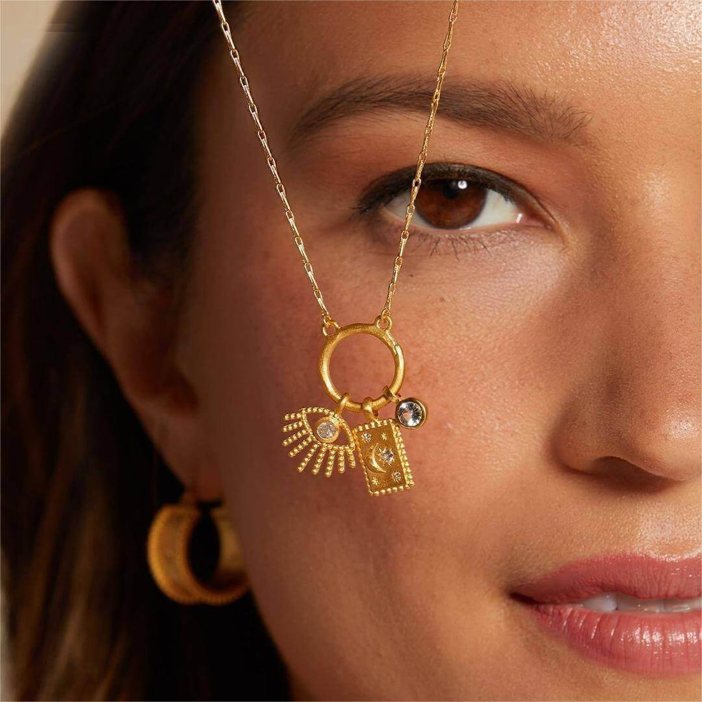 Open Circle Color Bead Chain Necklace