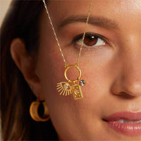 Open Circle Color Bead Chain Necklace