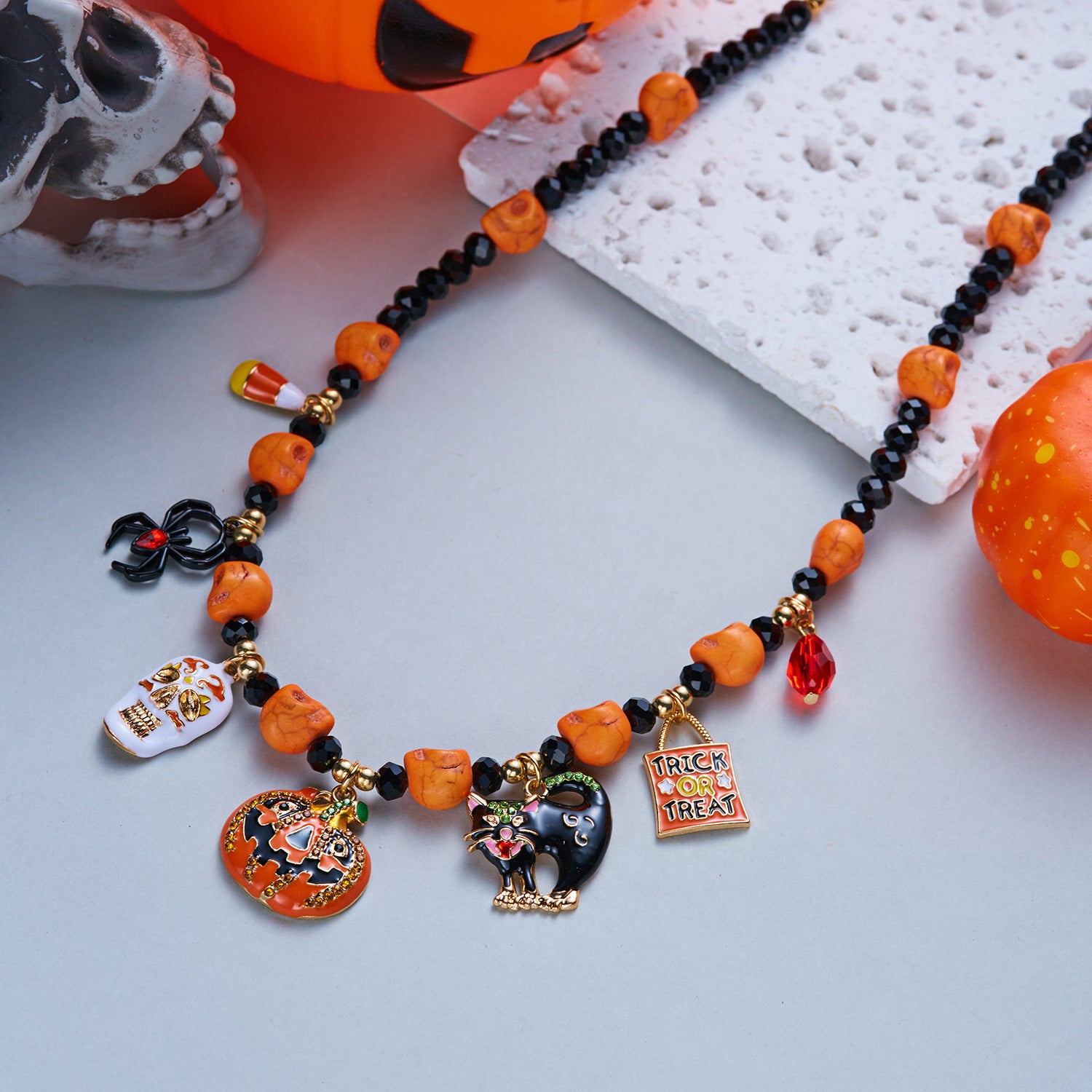 Trick or Treat Halloween Charm Necklace