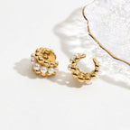 Baroque Pearl Donut Hoop Earring Ear Clip Set