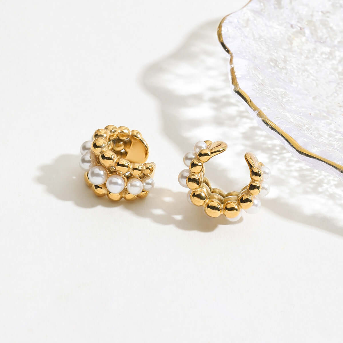 Baroque Pearl Donut Hoop Earring Ear Clip Set