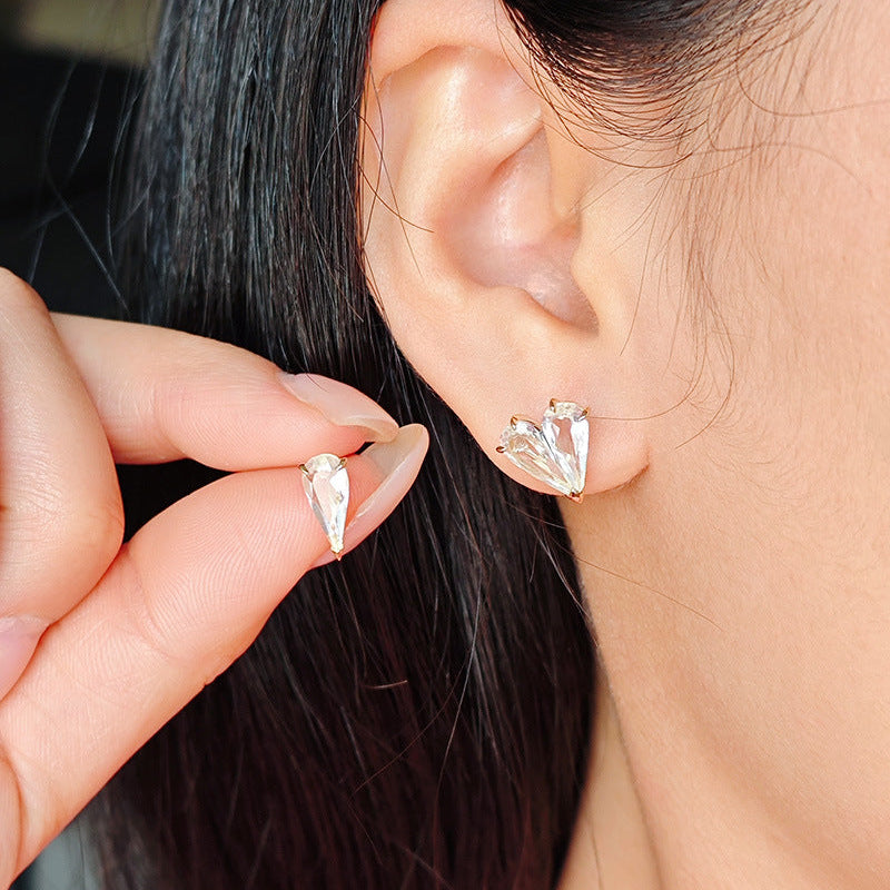 Clear Quartz Invisible Heart Chain Necklace