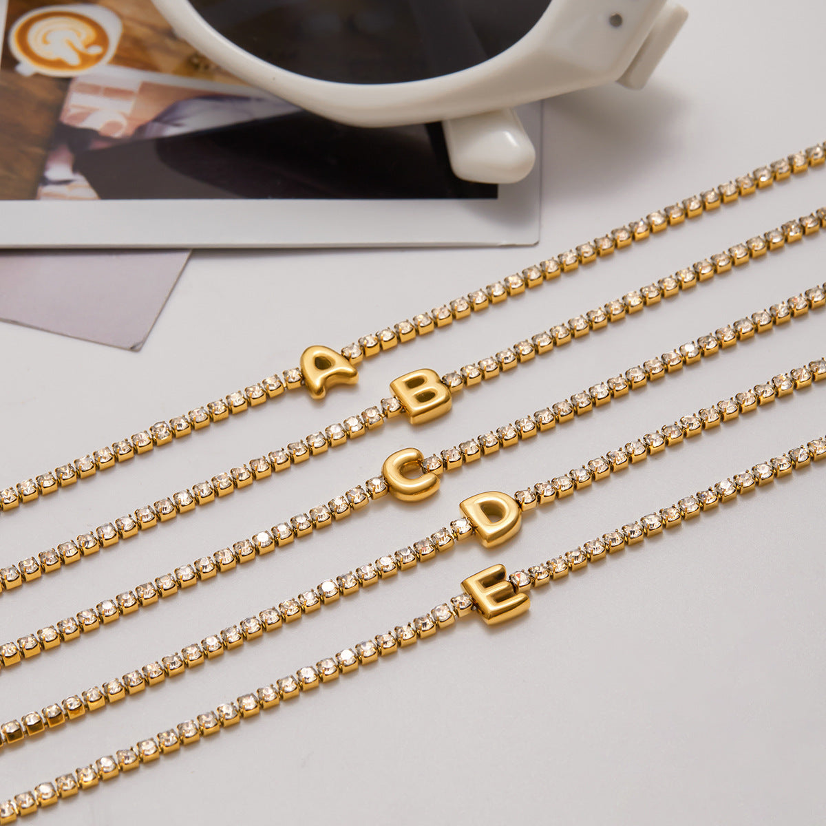 Alphabet Letter Waterproof Tennis Bracelet