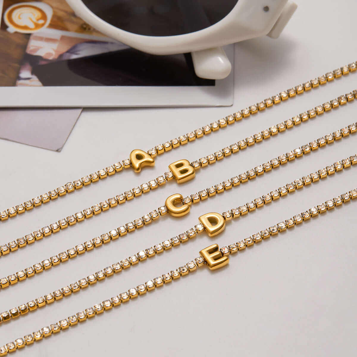 Alphabet Letter Waterproof Tennis Bracelet