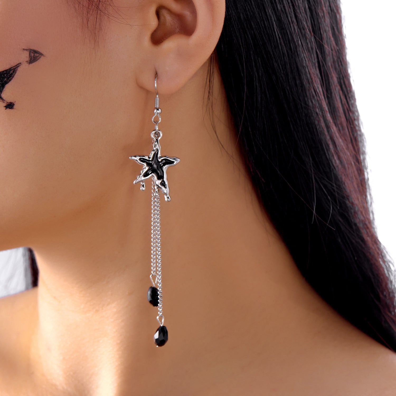 Midnight Bat Black Crystal Drop Earrings