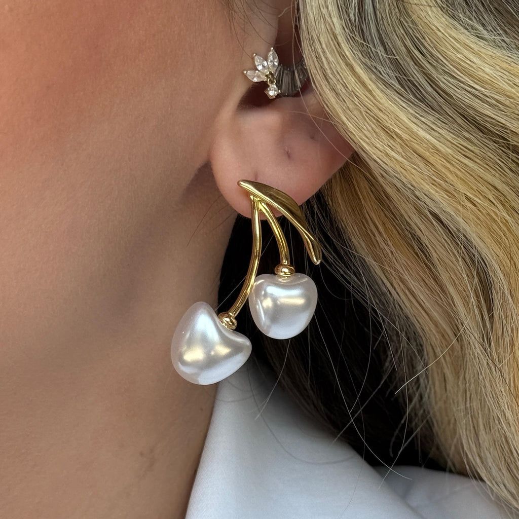 Golden Cherry Pearl Earrings