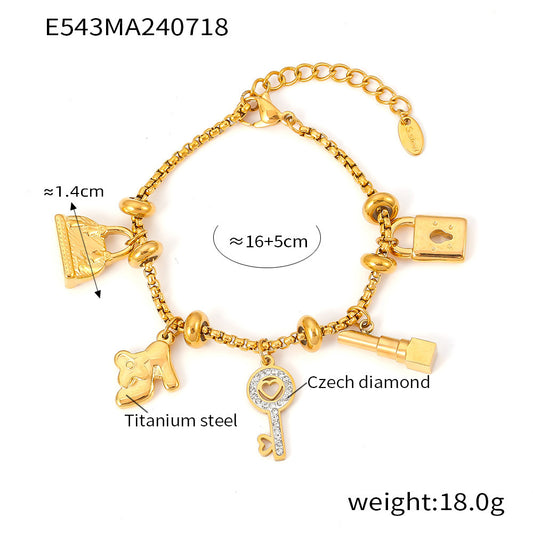 Y2K Lipstick Bag Key Charm Bracelet