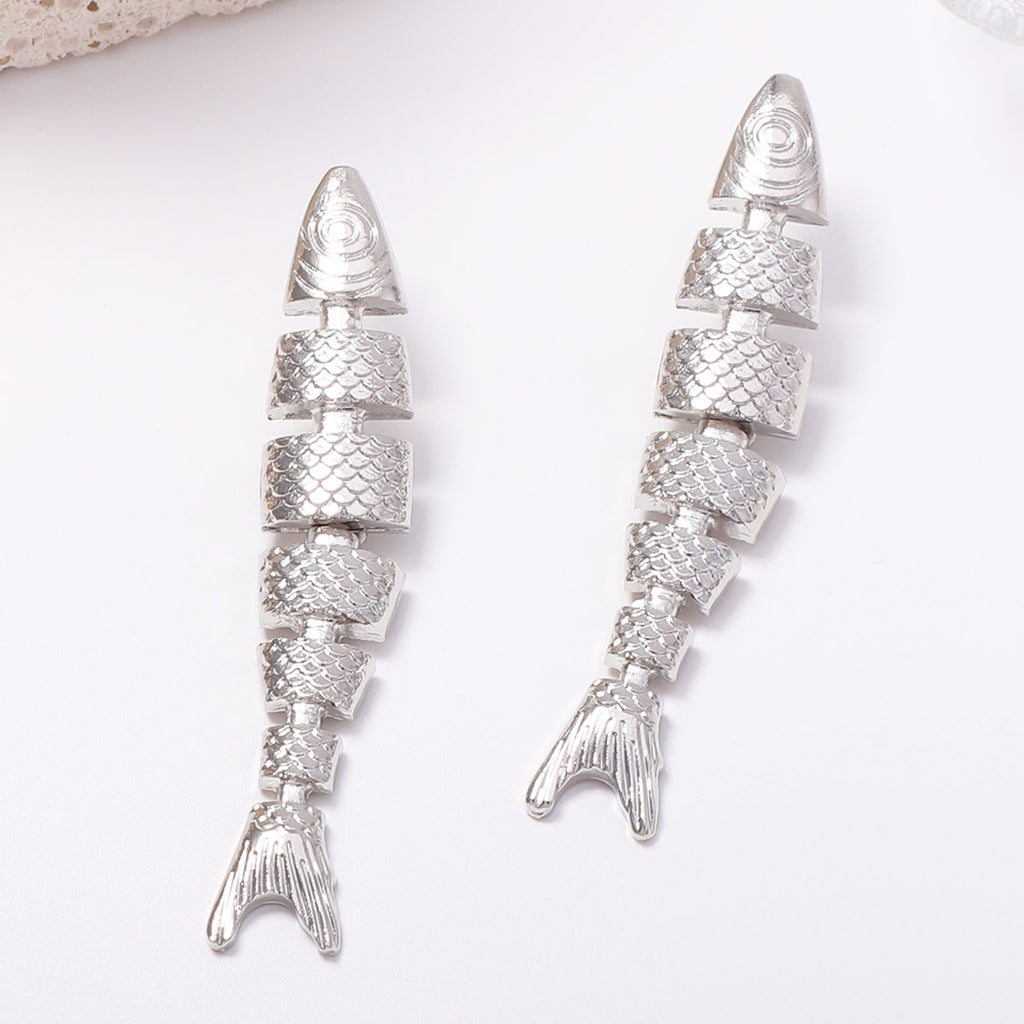 Golden Tide Fishbone Statement Drop Earrings