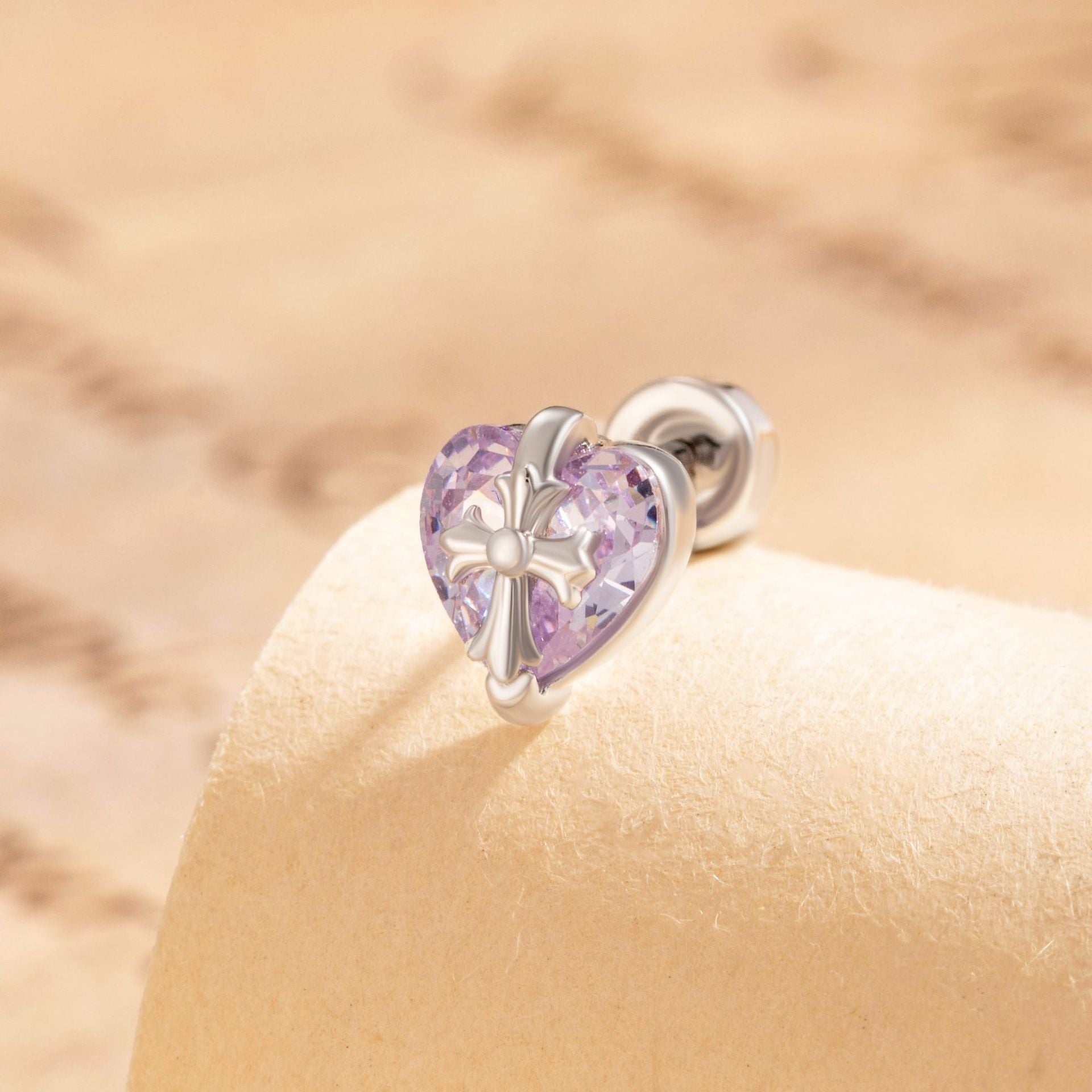Cross Heart Flat Back Piercings