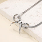 Gold Bow Herringbone Anklet Chain