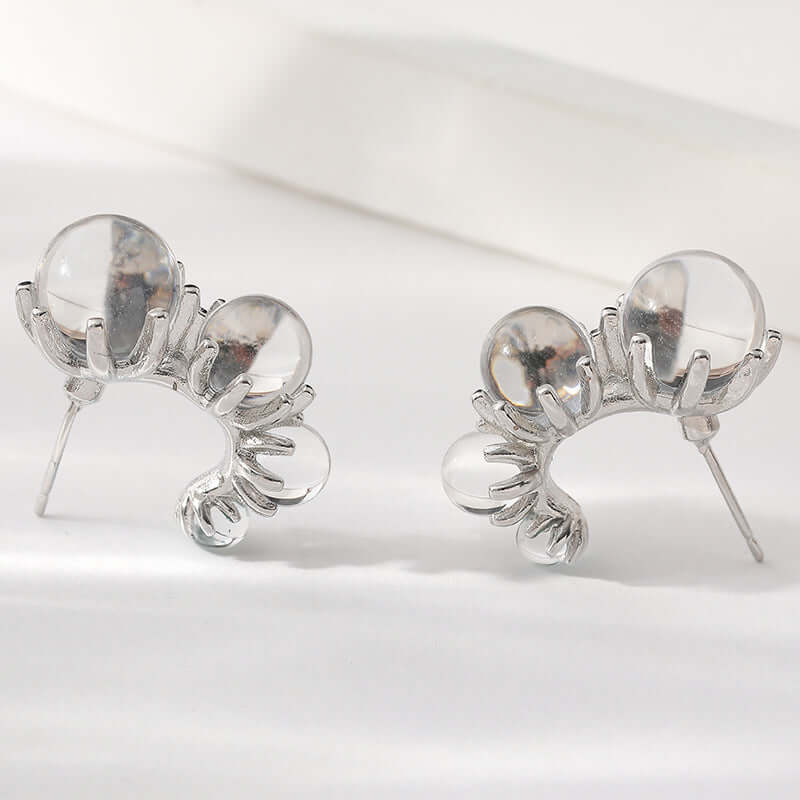 Ice Dew C Hoop Transparent Earrings