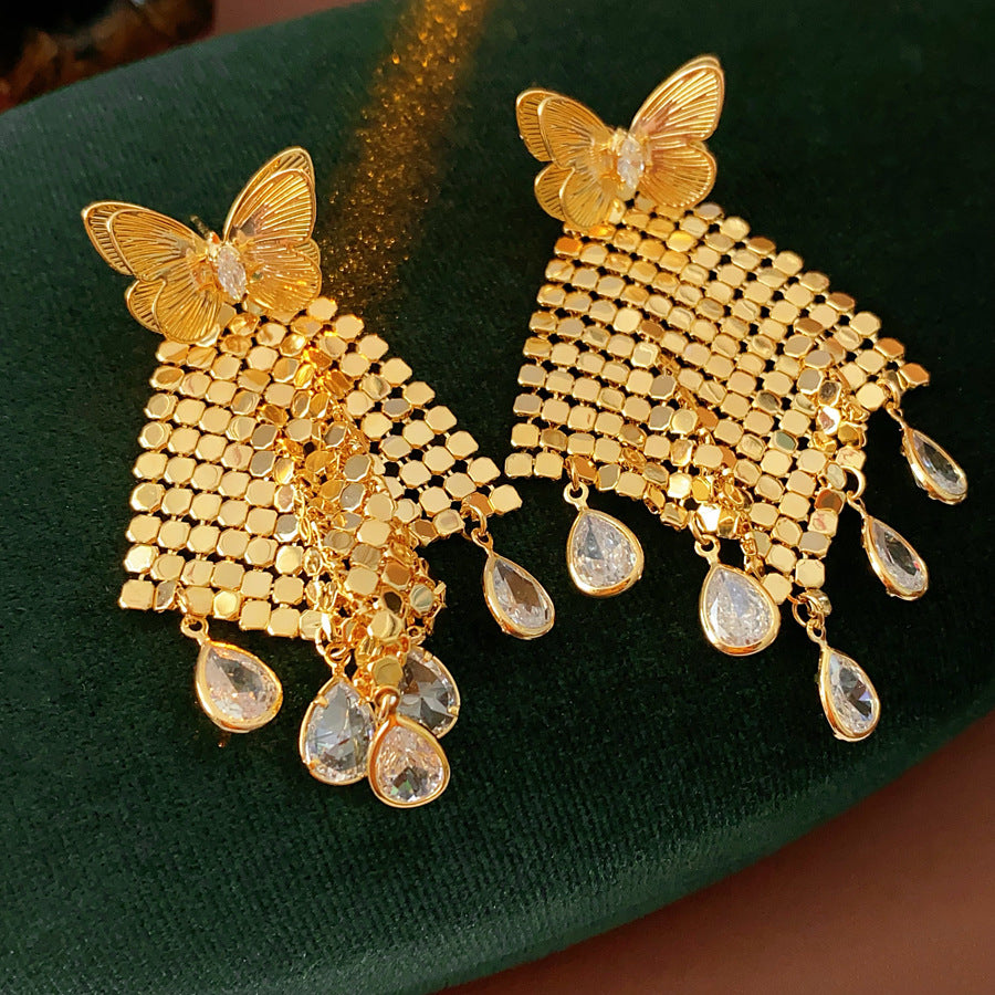 Versatile Butterfly Sequin Tassel Earrings