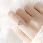 Sterling Silver Antler Deer Adjustable Ring