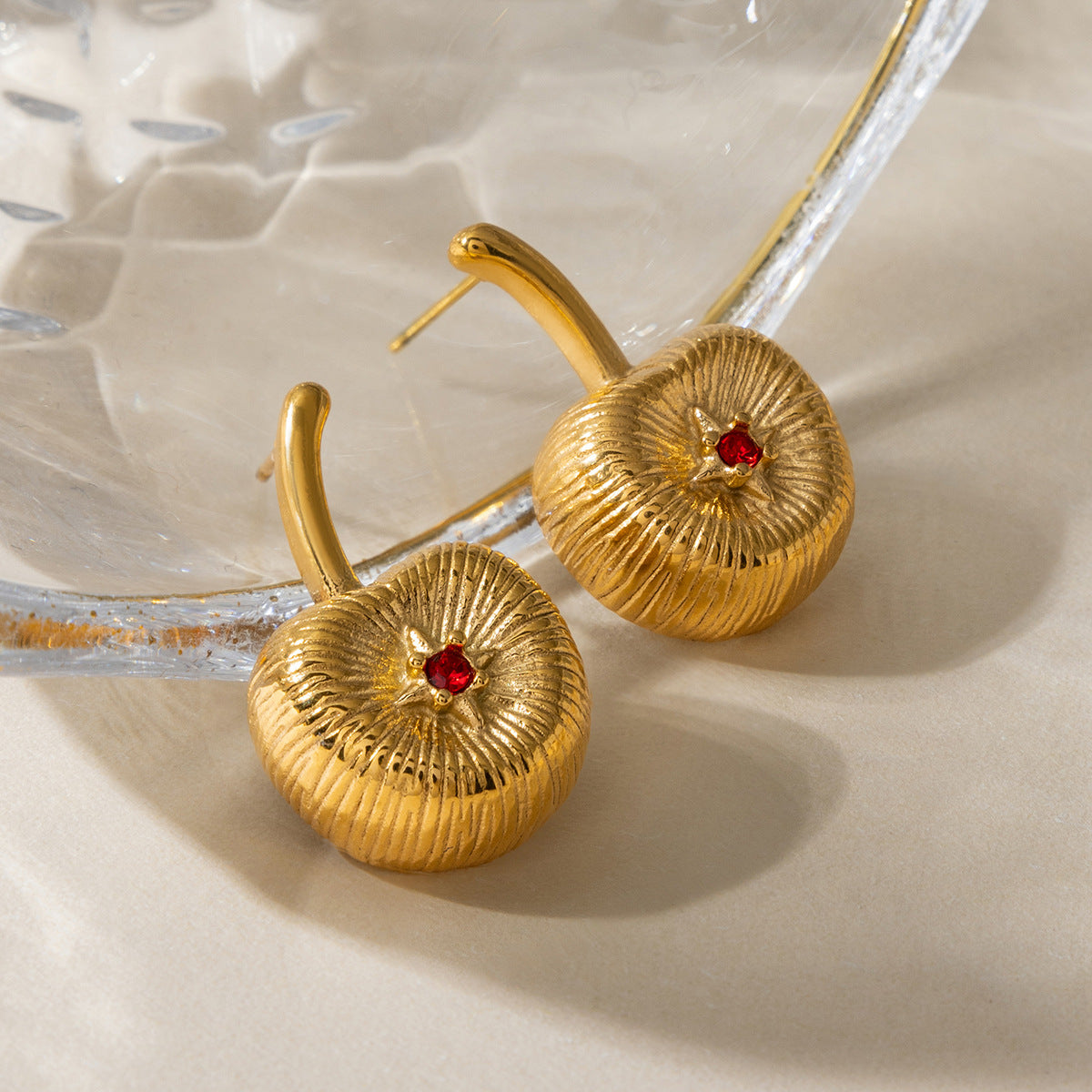 Vintage Brushed Cherry Earrings