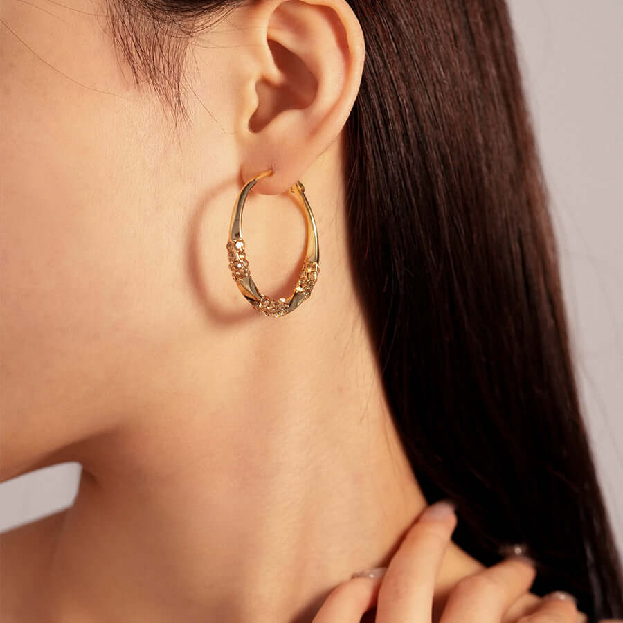 Sparkle Diamond Large Hoop Earrings