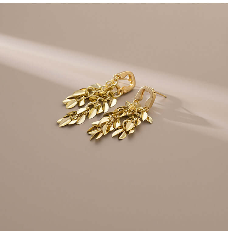 U Shaped Tassel Wheat Leaf Earrings