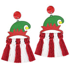 Colorful Santa Claus Woven Tassel Drop Earrings