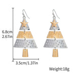 Christmas Tree Xmas Star 2 Tone Dangle Earrings
