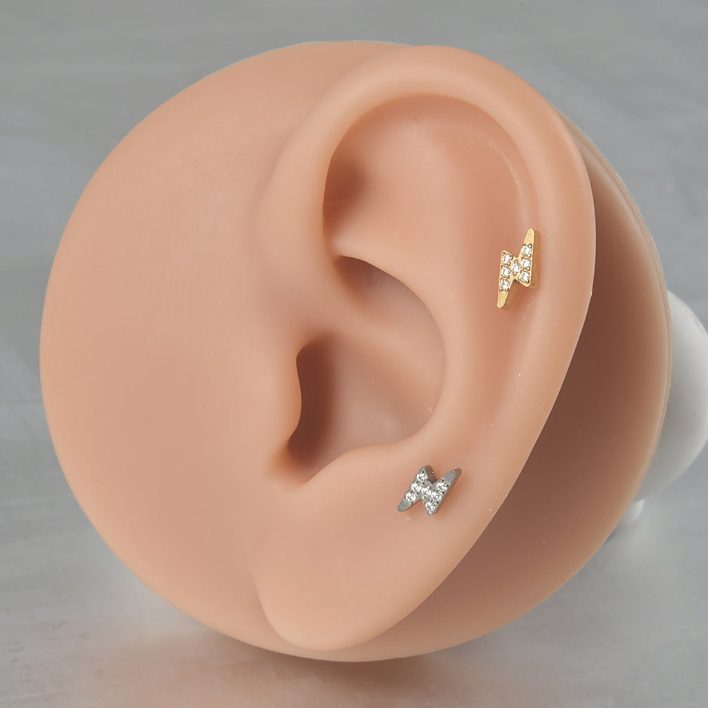 16G Thunder Bolt Push Pin Labret Lip Stud Piercings