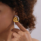 Two Tones Spiral Twist Stud Earrings