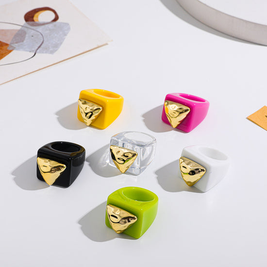 Y2K Spice Girl Dopamine Color Resin Ring