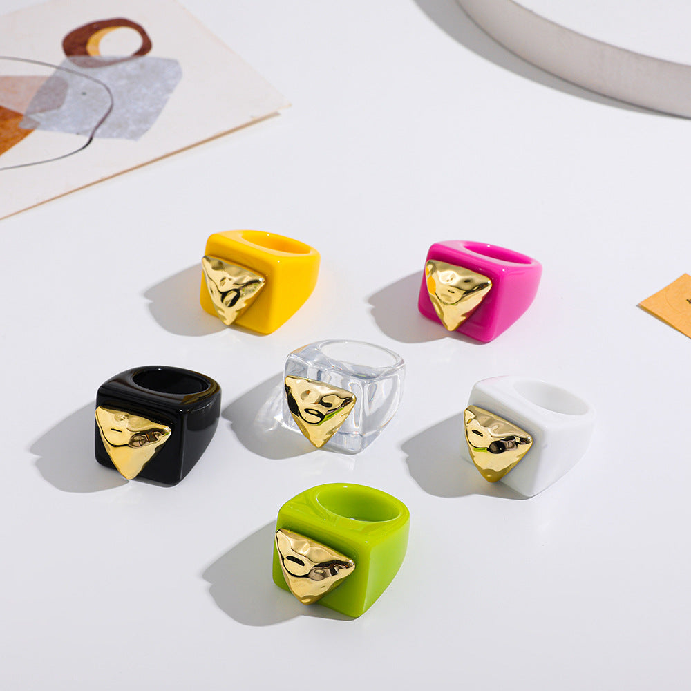 Y2K Spice Girl Dopamine Color Resin Ring