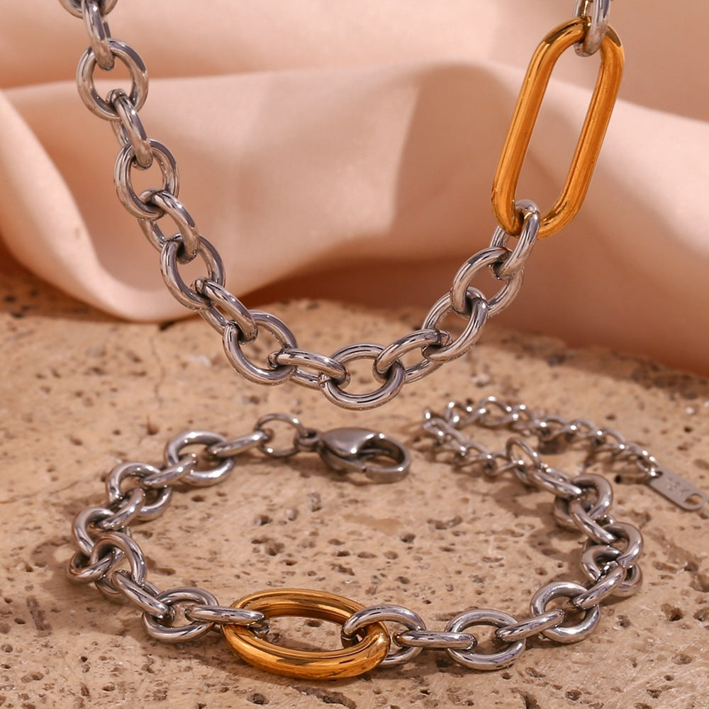 Edgy Chunky Two Tone Paperclip Chain Bracelet