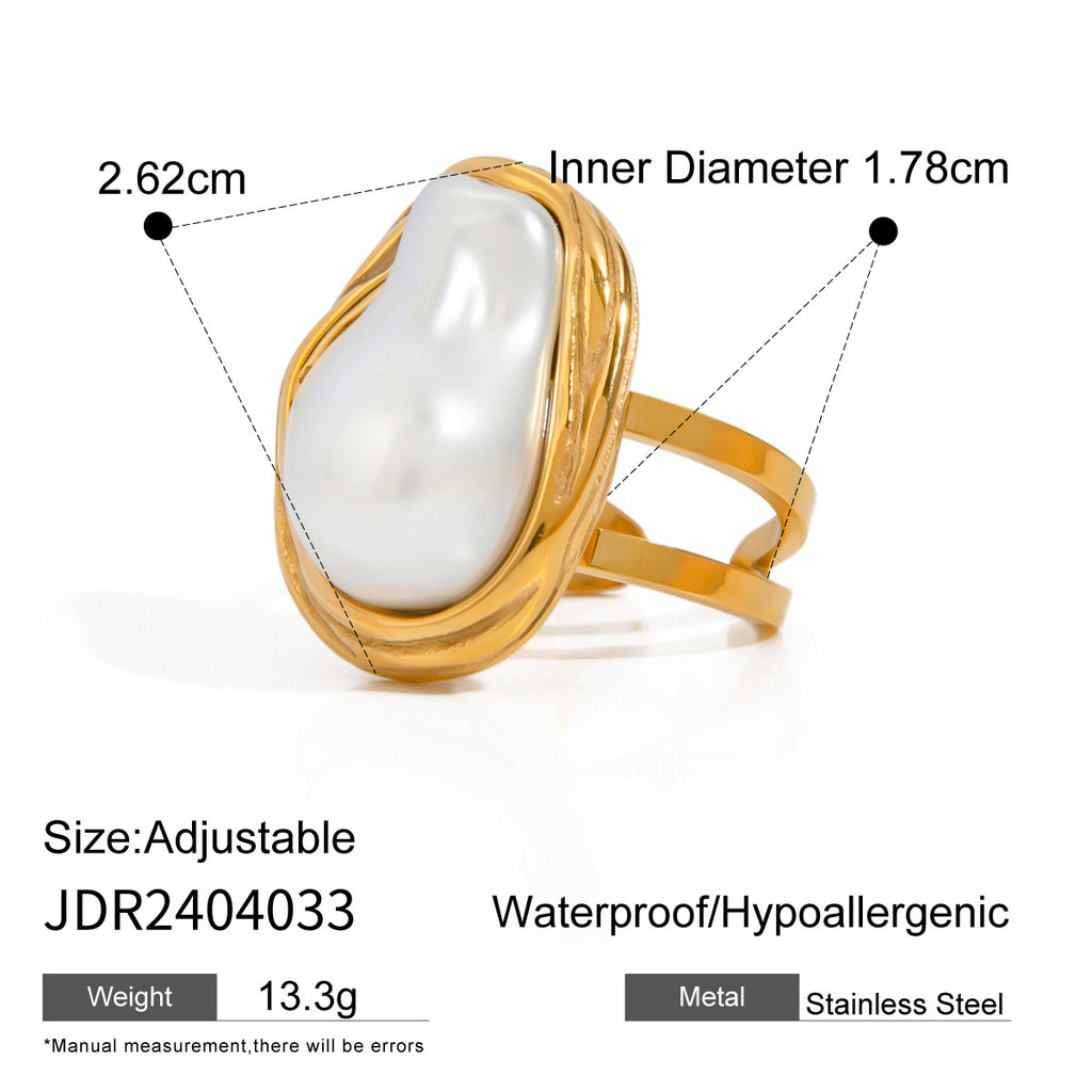 Baroque Chunky Pearl Thumb Index Ring