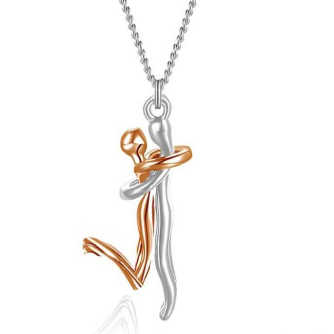 Romantic Hugging Couple Pendant Necklace