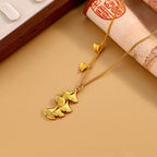 Luxury Ginkgo Leaf Sideway Chain Necklace