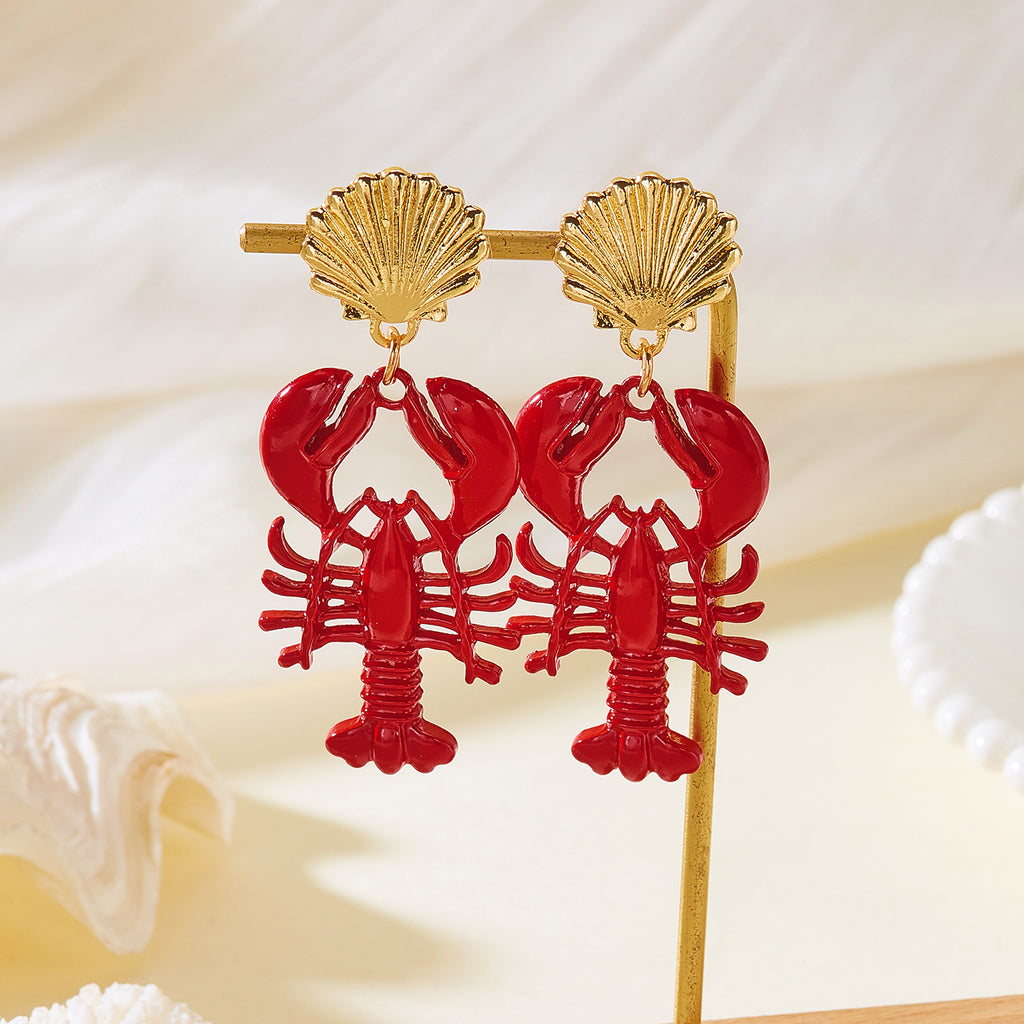 Coastal Summer Lobster Oversize Earrings