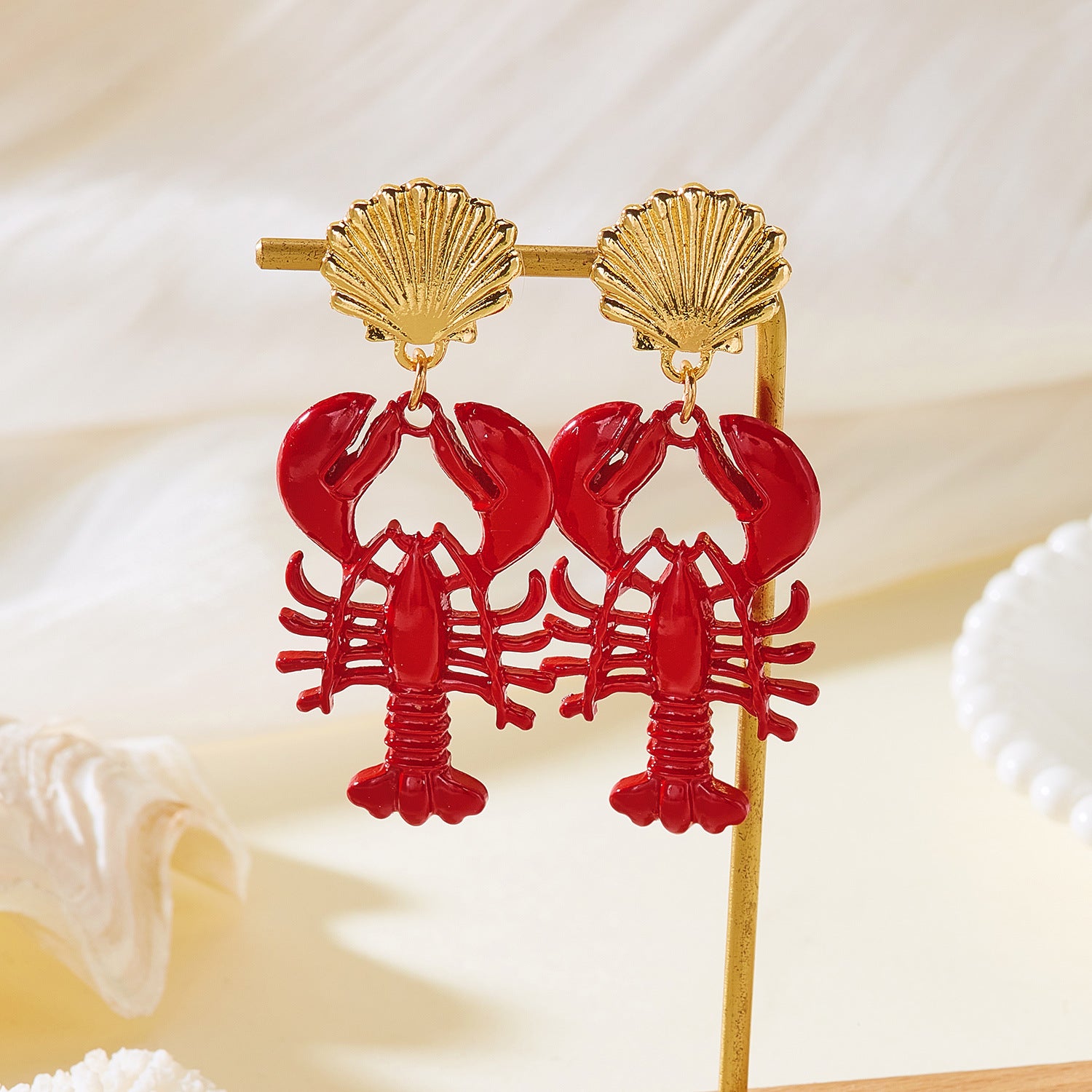 Coastal Summer Lobster Oversize Earrings