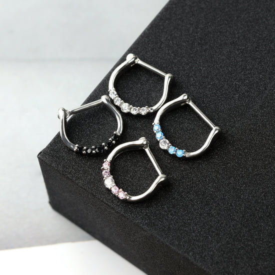 18G Hypoallergenic 5 Pave CZ Septum Clicker