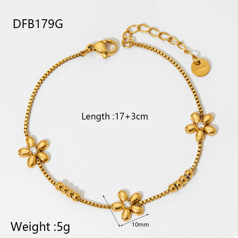 Floral Bead Bracelet Gold