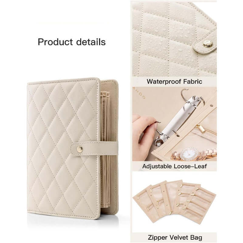 Jewelry Organizer Case Binder Book with Zipper Storage Bag