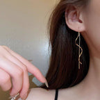 Gold Spiral Long Chain Threader Earrings