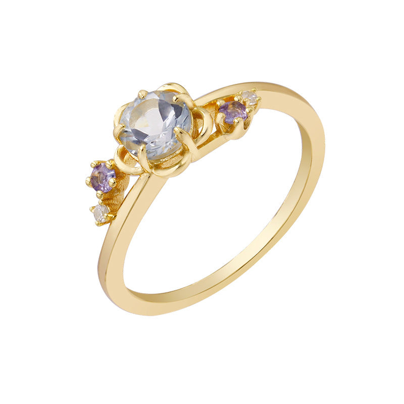 Natural Swiss Blue Topaz Ring Tanzanite Ring | TB1996-R