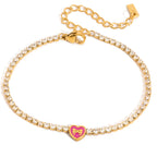 Gold Thin Tennis Bracelet with Bow