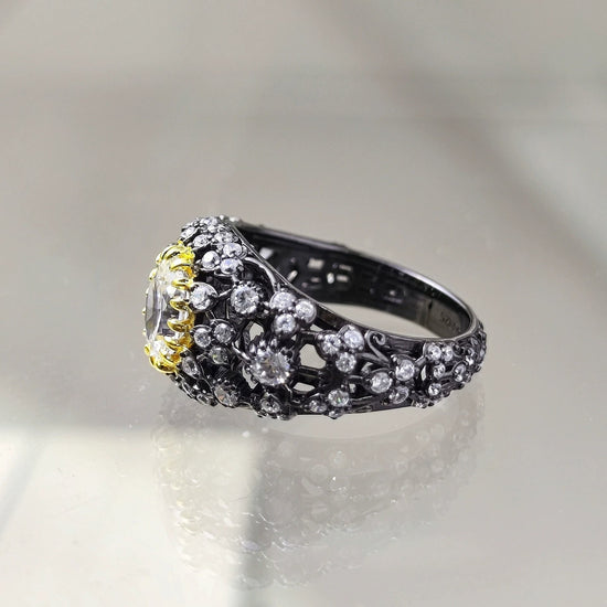 Vintage Black Gold Statement Cocktail Ring