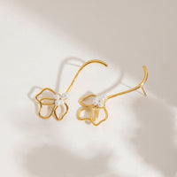 Pearl Lily Flower Linear Long Earrings