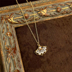 18K Gold Plated Ginkgo Leaf Zircon Chain Necklace