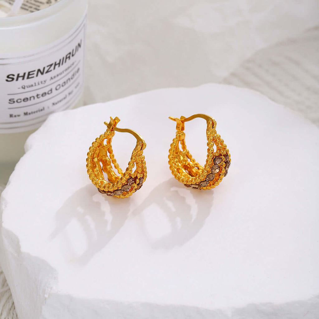 Hollow Basket French Hoop Earrings