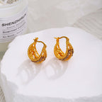 Hollow Basket French Hoop Earrings