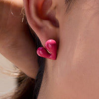 Color Red Heart Stud Earrings