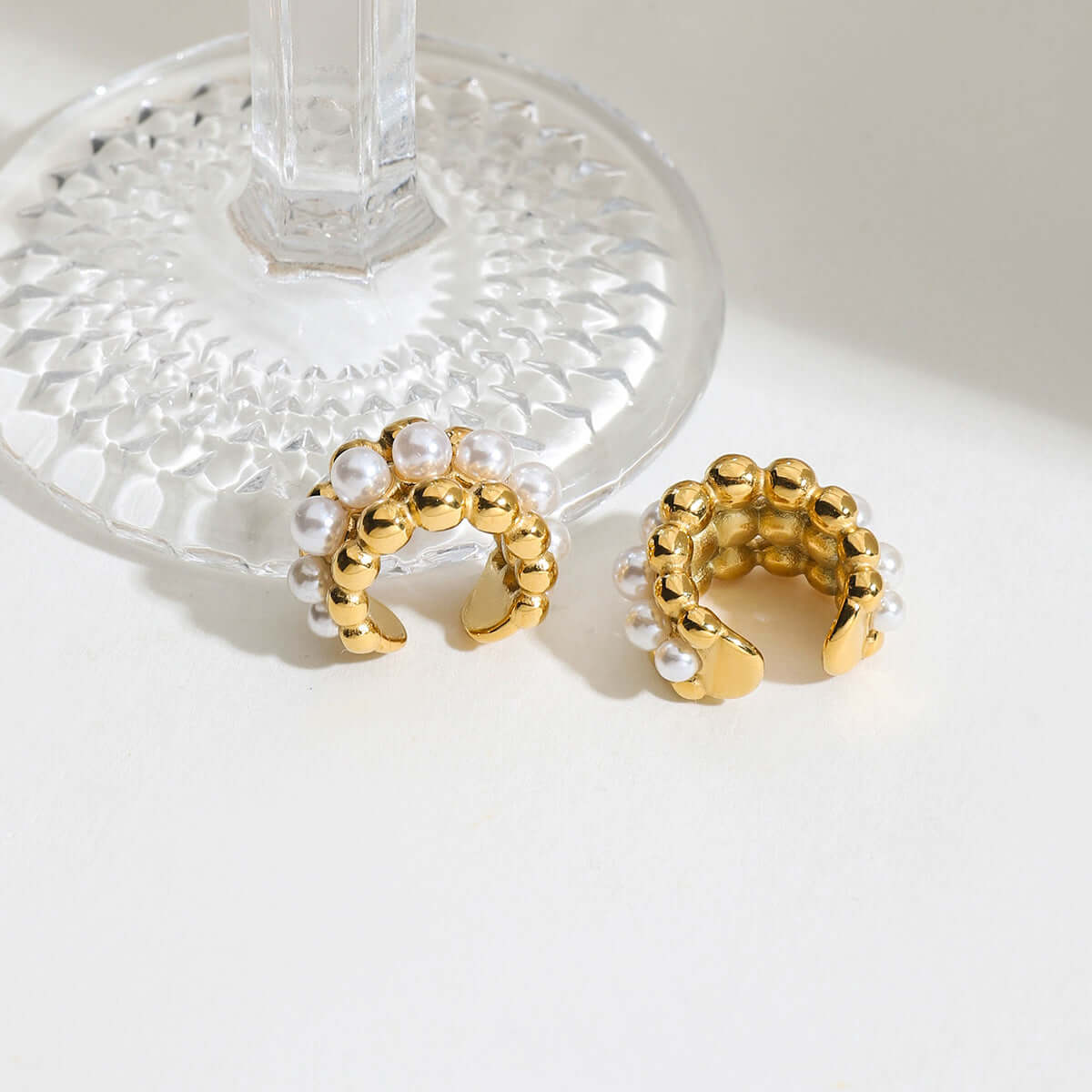 Baroque Pearl Donut Hoop Earring Ear Clip Set