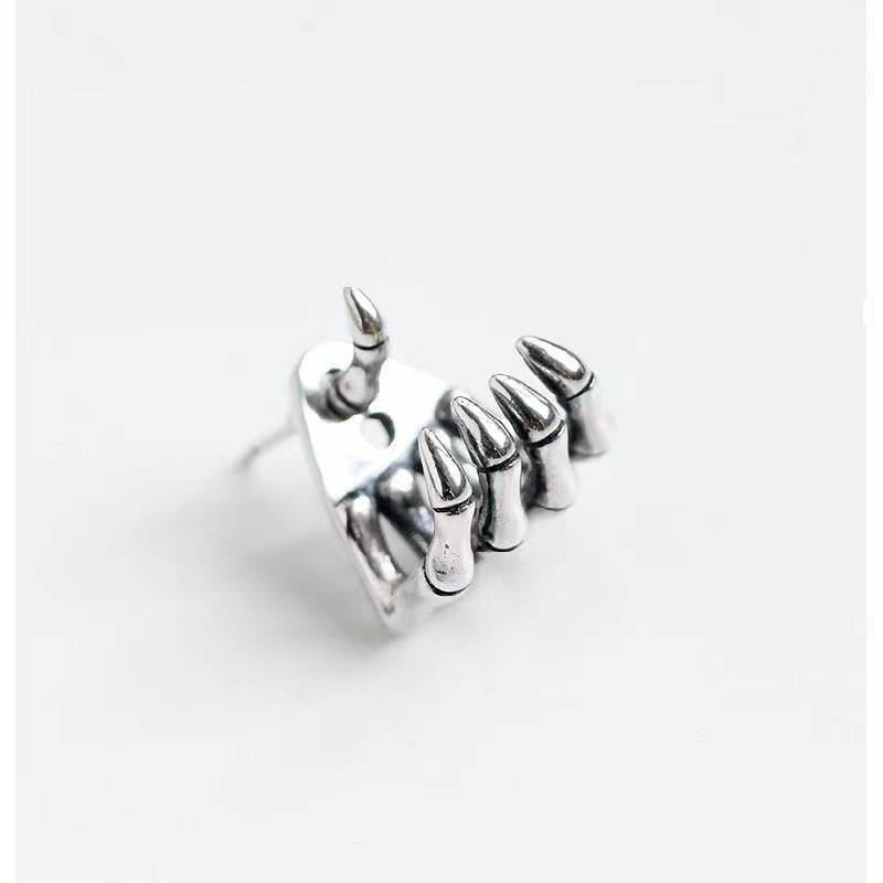 Grunge Punk Skeleton Claw Hand Stud Earrings