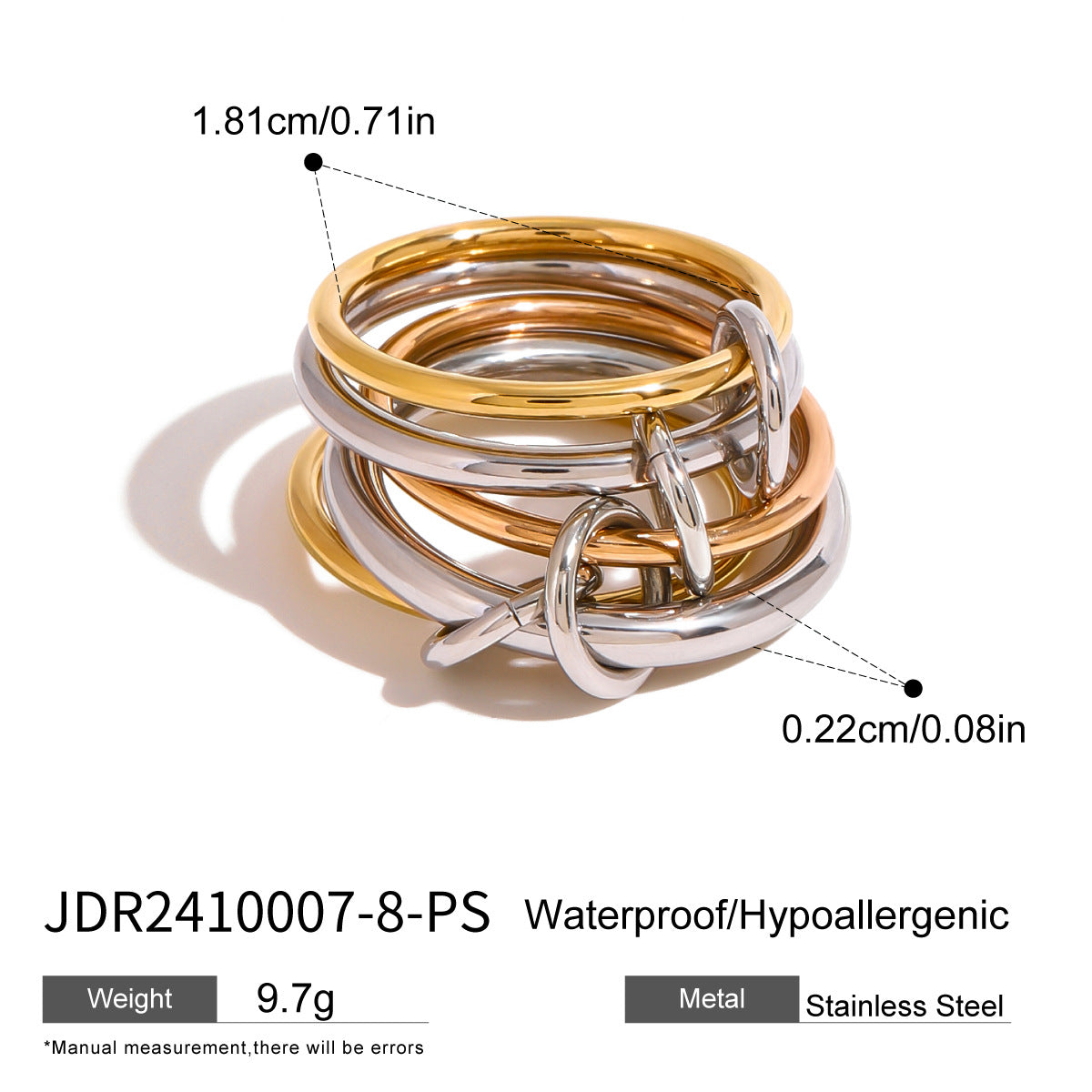 Two Tone Interlocking Layered Connected Plain Ring 